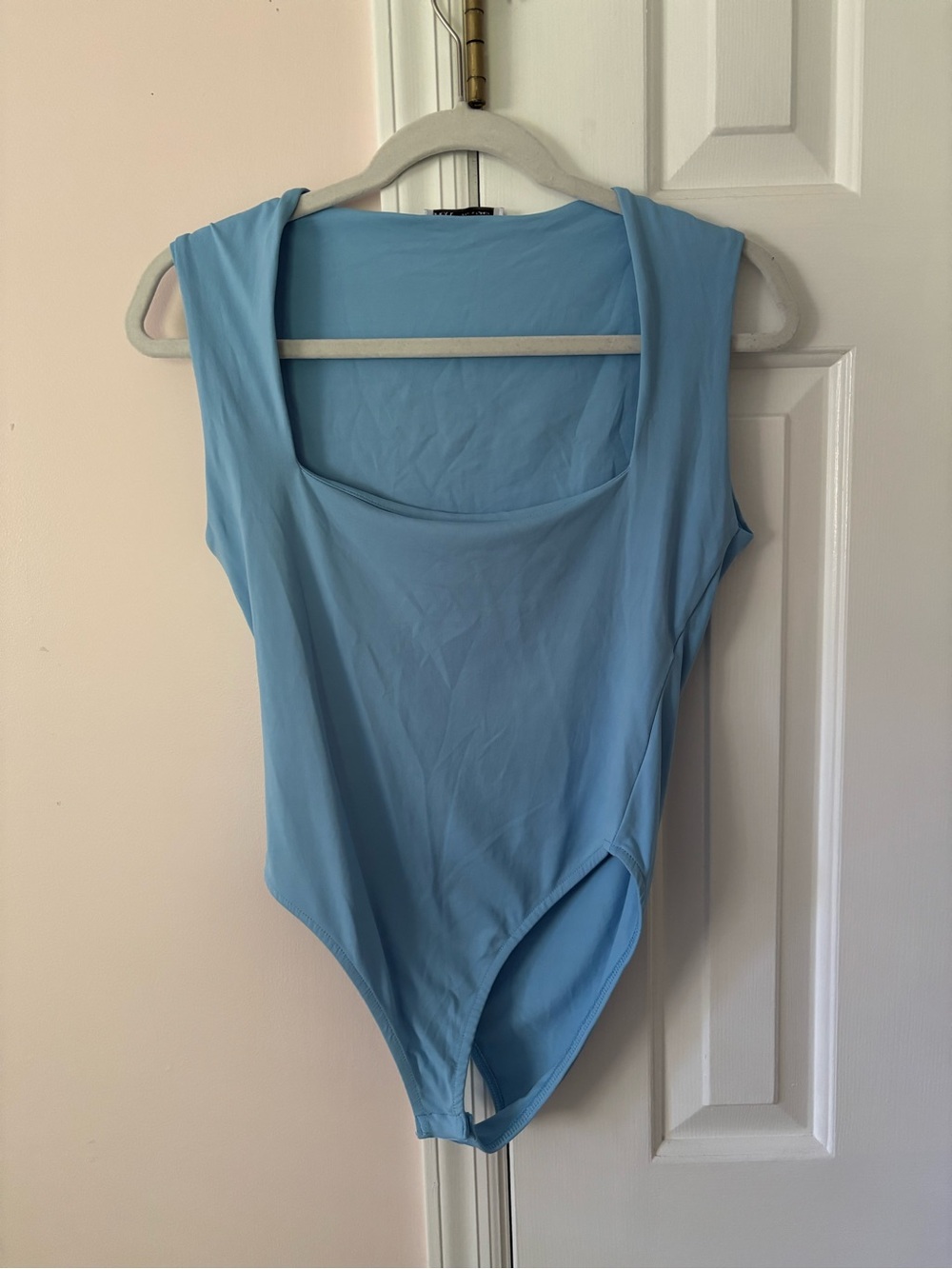 Zara Light Blue Scoop Neck Bodysuit